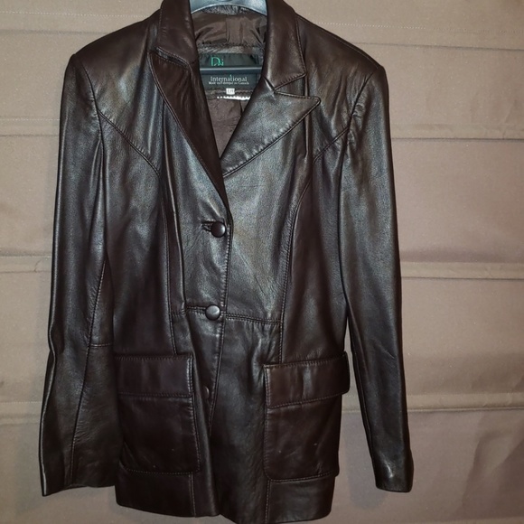 Dark brown leather jacket - Picture 1 of 4